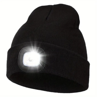 Jednobarevná unisex čepice s LED světlem a prodyšnou čelovkou