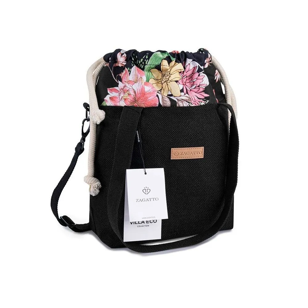 Dámská kabelka Black/Meadow Flowers Zagatto ZG-608